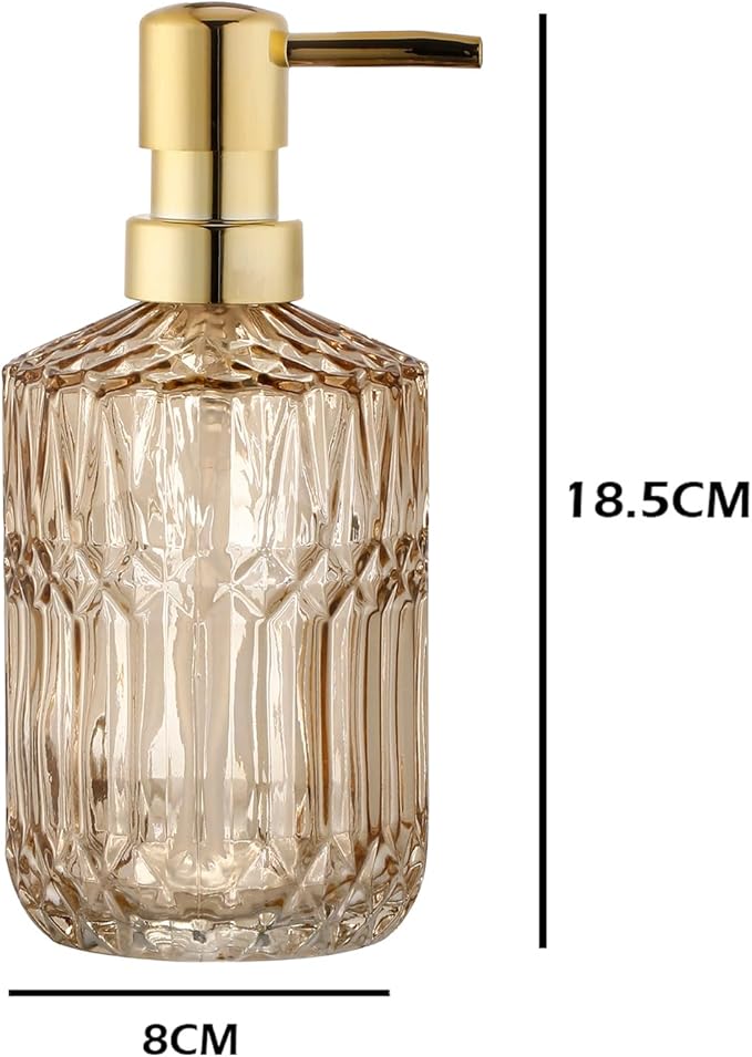 Soap Dispenser with Pump, Refillable Liquid Hand Soap Dish Soap Dispensers for Bathroom Counter, Kitchen Sink (Amber)