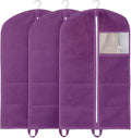 43" Garment Bags for Hanging Clothes, Pack of 3 Suit & Dress Covers for Storage and Travel, Long Gown Bags with Zipper, Plum Purple
