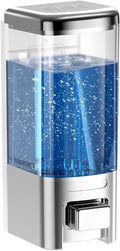 SVAVO Wall Mounted Soap Dispenser - Manual Kitchen Bathroom Hand Soap Dispenser with Anti-Leakage Nozzle Container for Liquid/Gel/Shampoo/Shower Gel/Lotion/Cleaner, 17fl.oz/500ml, Chrome&Clarity