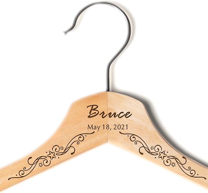 Personalized Bridal Hangers for Wedding Dress Wedding Hangers Custom Coat Hanger Wooden Clothes Hangers Gifts with Any Name & Date for Bride Groom Groomsman Father of The Bride Groom(Design3)