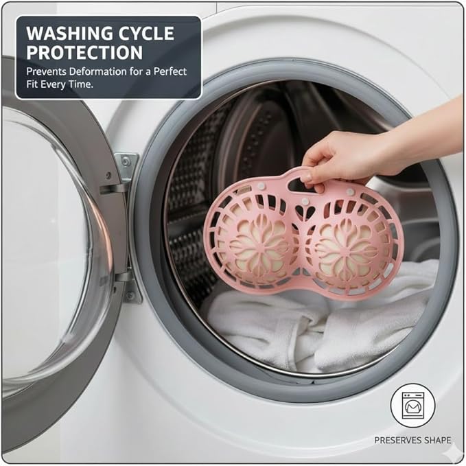 Premium Silicone Bra Washing Protector Bag – Hard Shell Bra Washer Protector Laundry & Anti-Deformation Holder for Washing Machine – Snap Closure Lingerie Delicates Wash Bag