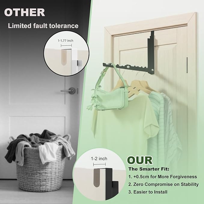 4 Pack Over The Door Hanger Folding Clothes Drying Rack, Folding Hanging Coat Rack for Indoor Laundry Room Compact Small Space Foldable Portable Clothing Hanger Hook Collapsible(Black)