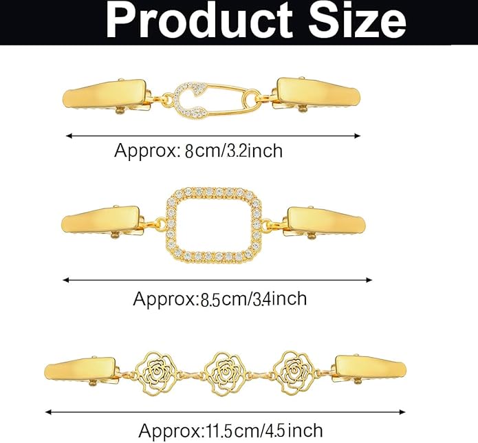 Vintage Sweater Clips Shawl Dresses Shirt Clips Retro Cardigan Collar Chain Clips Brooch Pins for Women