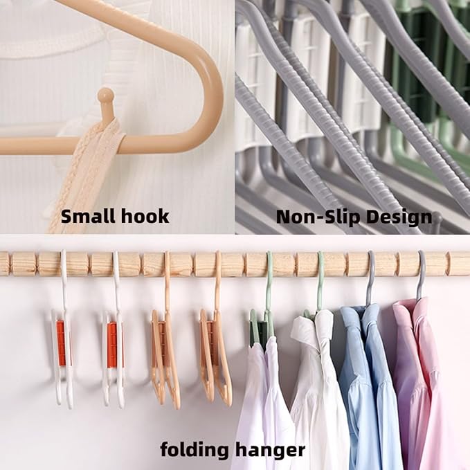 10pcs Grey Folding Hanger for Travel, Portable Lightweight Folding Hanger for Home Closets RV Closets Covert Space, 8.3 * 8.3in