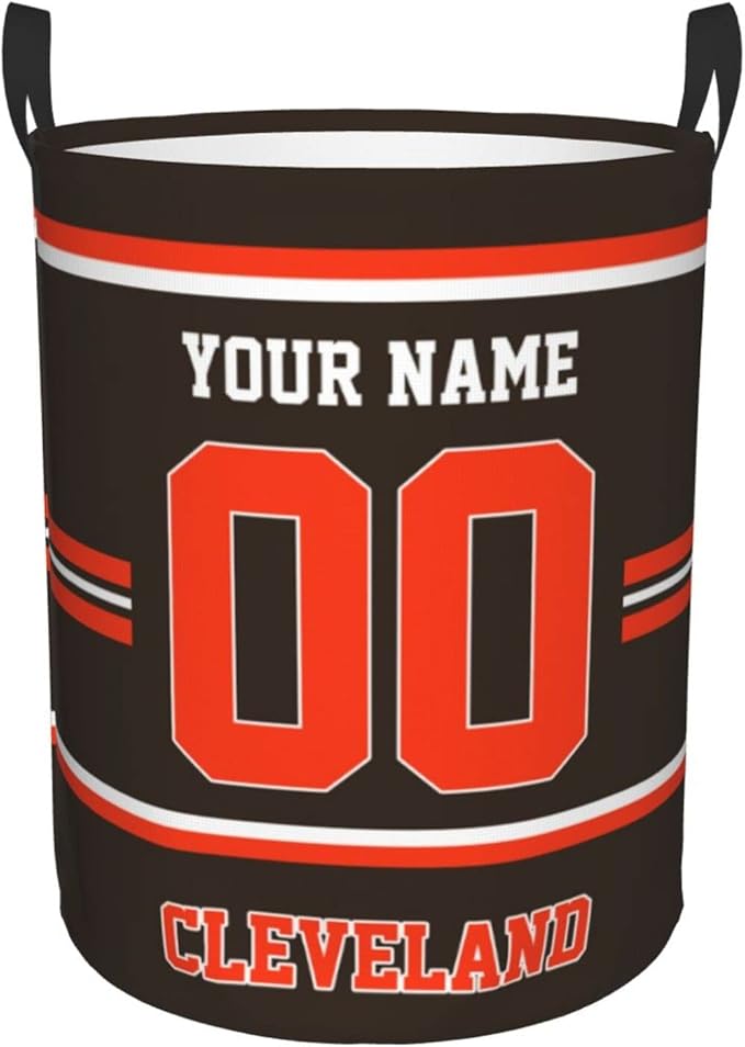 Custom Cleveland Laundry Hamper Personalized Laundry Basket Customized Name And Number Collapsible Storage Basket for Bedroom Bathroom Living Room Gifts