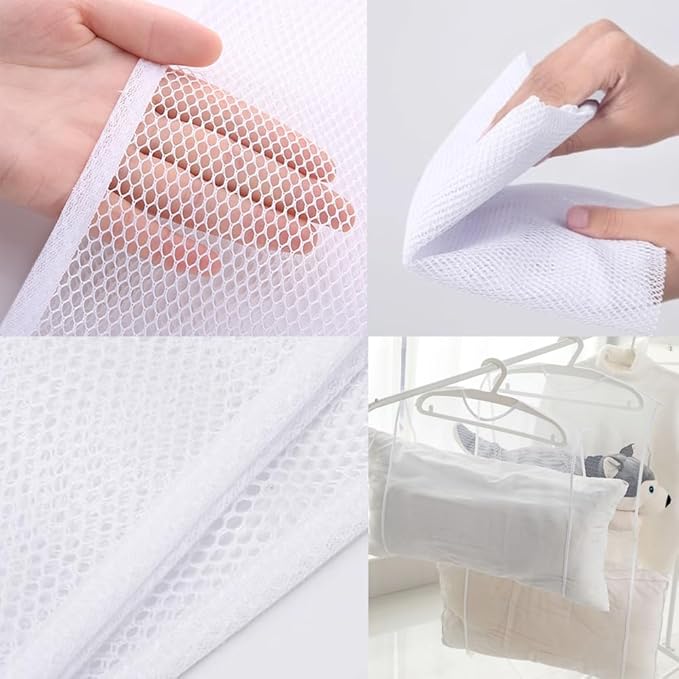 2 Pack Bed Pillows Drying Rack Plush Doll Dryer Rack Hanger Organizer Mesh Net Bags for Bedding Throw Pillows Inserts Down Alternative Fill Memory Foam Pillow Cervical Pillows One/Two Layer