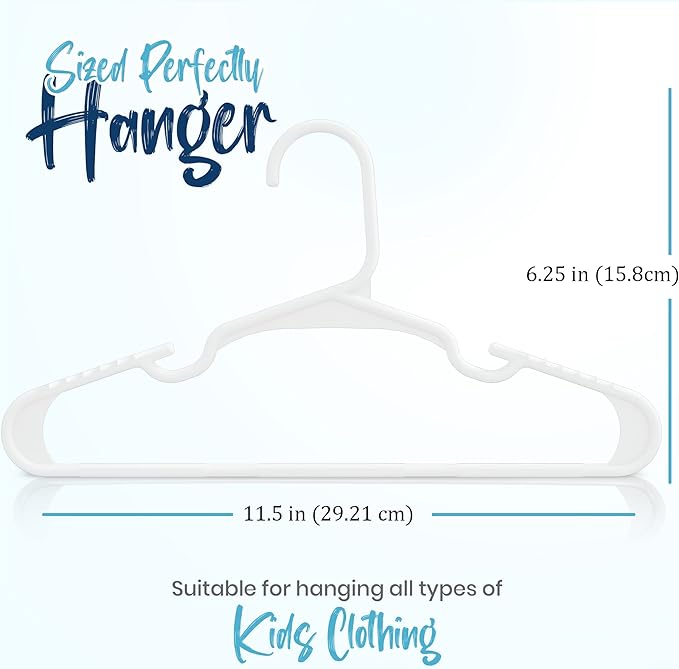 Utopia Home 60 Pack Kids Hangers - 11.5 Inch Plastic Baby Hangers for Closet - Childrens Hanger for Clothes & Infant Hanger for Closet (White)