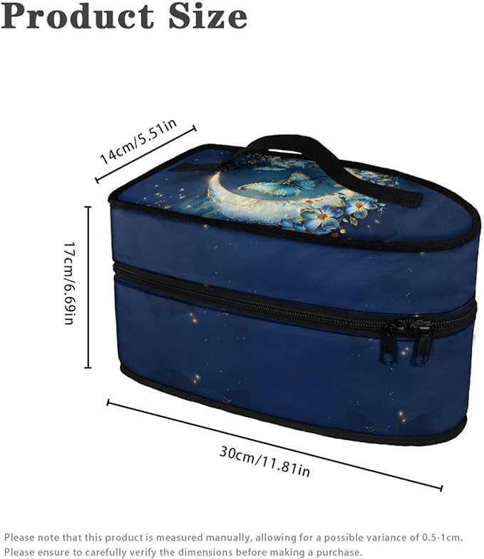 Flower Moon Travel Irons Carrying Organizer, Portable Storage Bag with Handle Printed Iron Tote Bag Compatible with Full-size Iron with Smooth Zipper