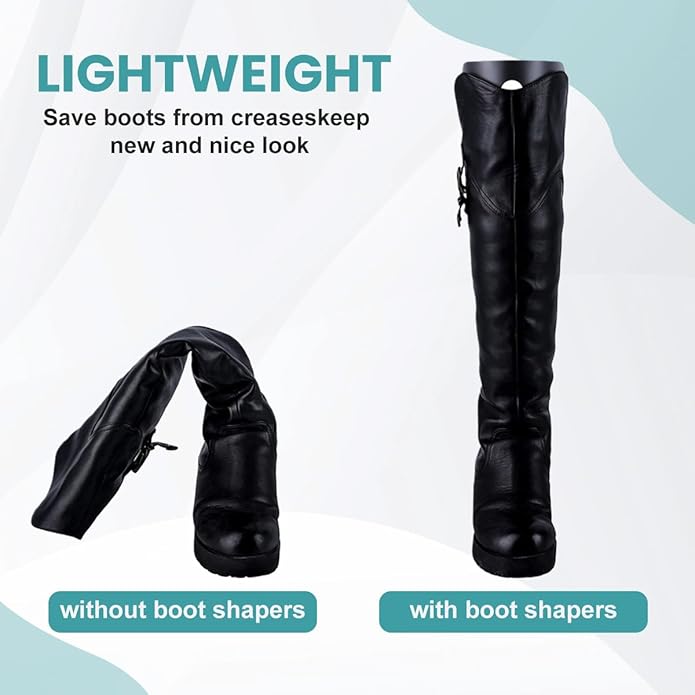 2Pairs 14Inch/36cm Multifunction Thicken Long Boot Shaper Form Inserts Automatic Support Shape Shoe Tree Tall Short Boot Shaper Knee High Shoes Boot Holder Hanger for Women Lady Most Shoes (Black)