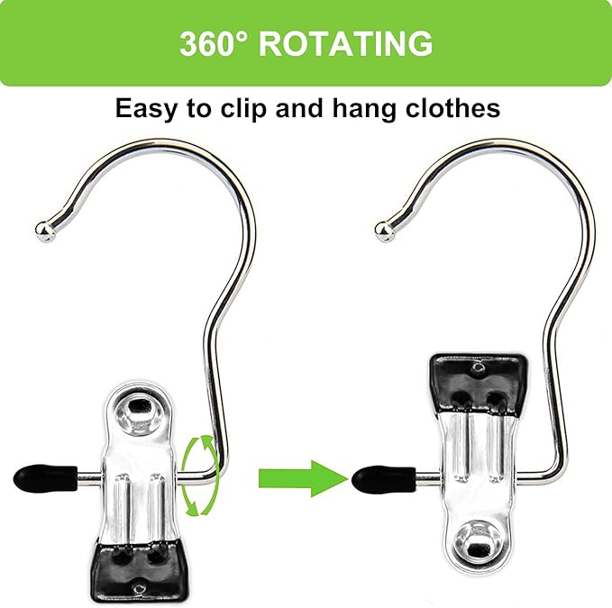 Laundry Hooks Hanging Clips Clothes Pins Closet Hanger Organizer Clamps Socks Towel Clips Heavy Duty Clothespins Bulk Hanger Clips for Closet Travel Pants Socks Handbags, 30 Pack