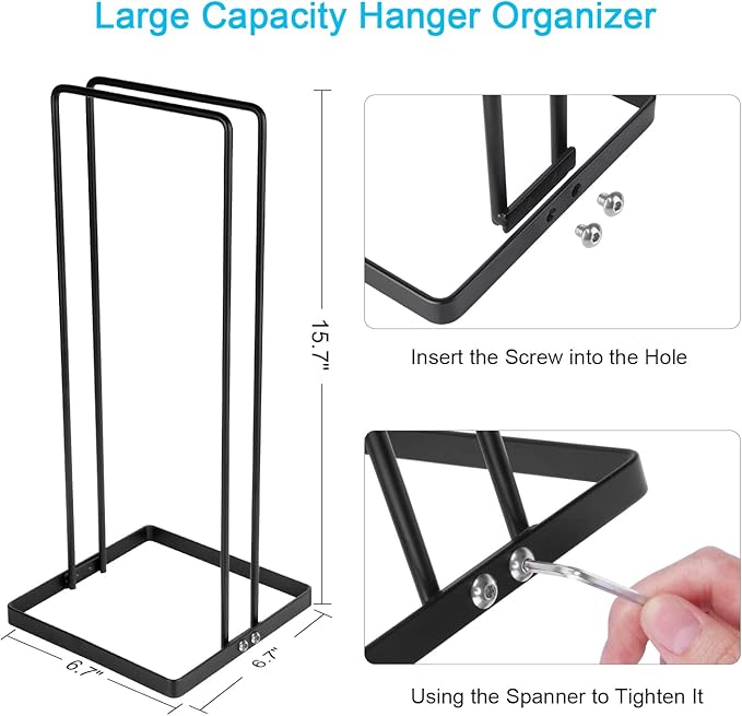 Hanger Organizer Stacker,Storage Rack Holds up to 58 Velvet Hangers for Closet & Laundry Room,Portable Hanger Holder Keeps Adult & Children's Hangers Neat & Tidy