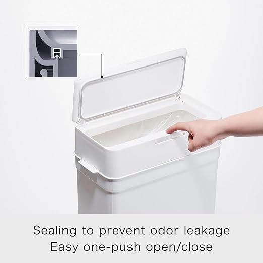 Like-It | LBD-02 | Odor-Free Trash Bin, Slim and Stylish | Odor Leakage Prevention, Kitchen, Living, Diaper and Pets | 13.2" × 6.7" × 24.6" | White | 6.6 gal
