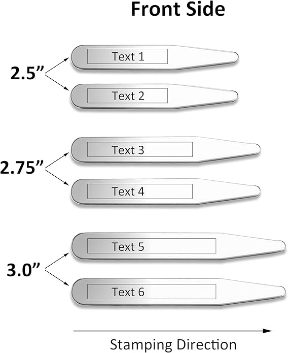 PiercingJ 6PCS Free Engraving - Personalized Custom Stainless Steel Collar Stays for Men Business Wedding Dress Shirts 3 Sizes Set Regular 2.2, 2.5, 2.75 Inch + Gift Box