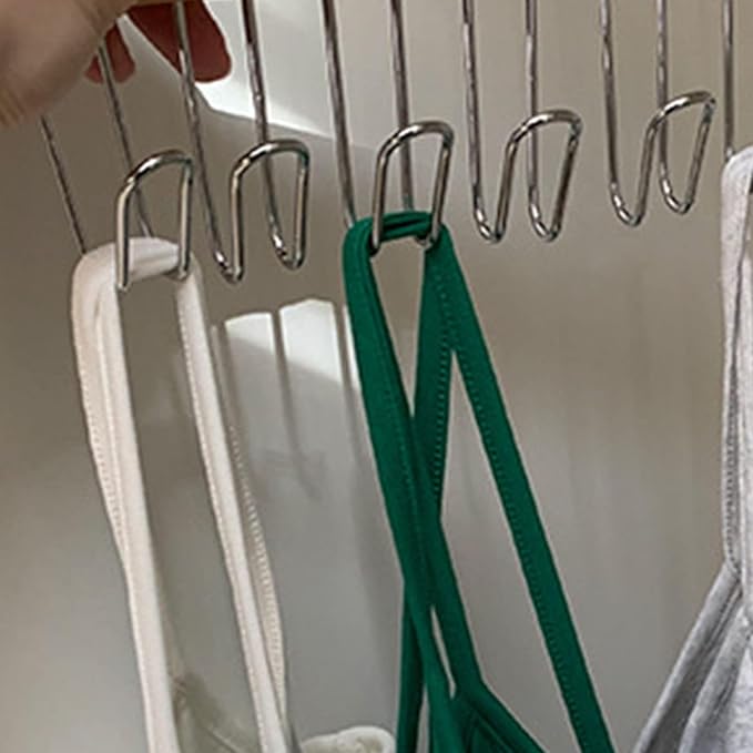 Hanger Hooks, Multi Hook Hanger Stainless Steel Closet Organization Multi Hanger with 8 Hooks Hangers Space Saver Hangers for Clothes Bra Storage (Khaki)