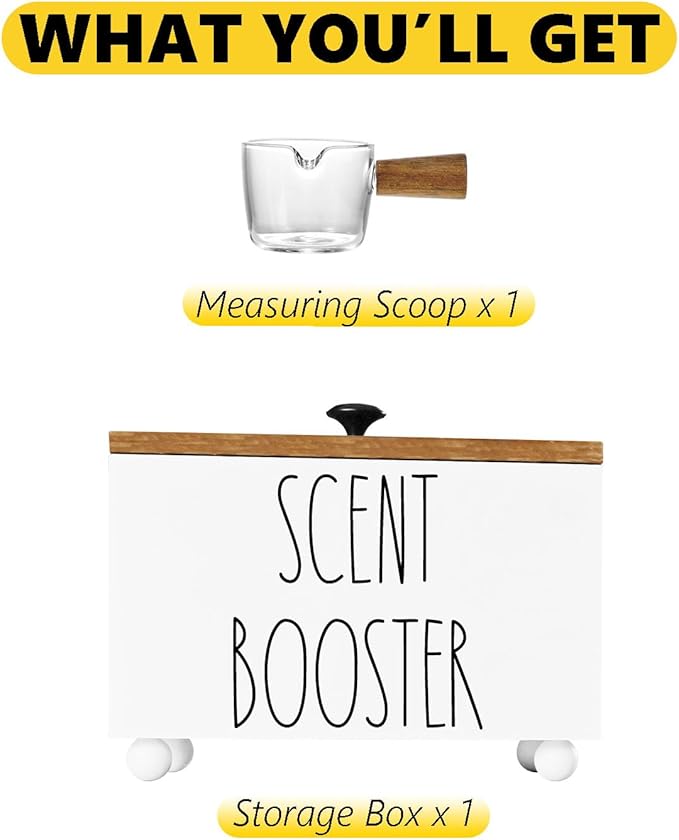 CHONIC Laundry Scent Booster Container, Farmhouse Scent Beads Storage Organization, Rustic Wood Dispenser for Clothing Fragrance Beads, Laundry Room Powder Box, Laundry Detergent Organizer Bin