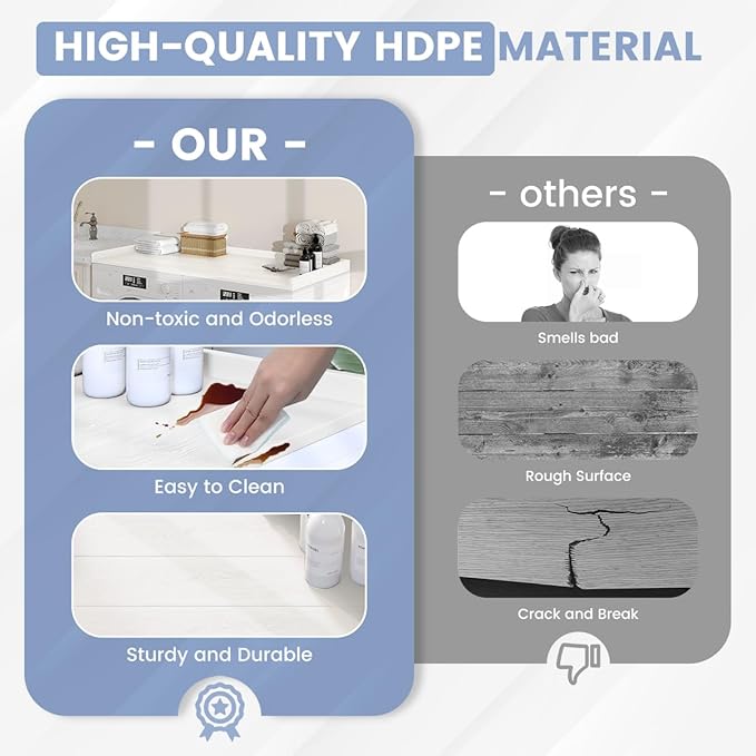 Sundale HDPE Washer Dryer Countertop, No-Installation Laundry Topper for Washer and Dryer, Waterproof Odorless Countertop for Laundry Room Storage, 27.5" x 54" (White)