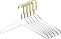 Quality Clear Acrylic Lucite Coat Suit Hangers, Stylish Clothes Hanger with Silver Hook - Coat Hanger for Dress, Suit - Closet Organizer Adult Hangers Gloss Gold, 50 Pcs