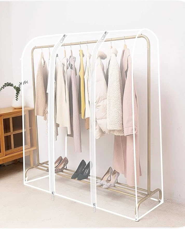 Garment Rack Cover 5 Ft with Strong Zipper Protective Rail Cover 47" X 20" X 59" (120 X 50 X 150 cm)-Only Cover