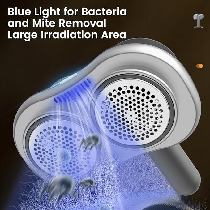 HomeBeyond Dual-Head Fabric Shaver, Electric Lint Remover, Rechargeable Lint Shaver, Sweater Shavers to Remove Pilling,6 Leaf Blades Defuzzer, 90° rotatable Handle for Clothes Couch Furniture