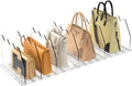 purse organizer for closet Sleek Transparent Acrylic Adjustable Organizer -shelf dividers Multifunctional for Home & Office Spaces (6 Baffles + 1 Hat Stand (Clear, 6+2)