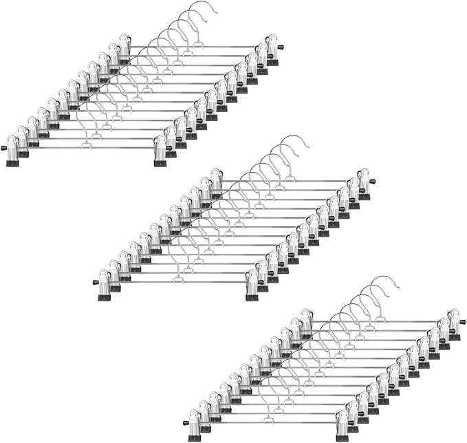 GoodtoU Pants Hangers with Clips - Metal Hanger with Adjustable Clips 36 Pack for Pant Jeans Skirt Boots, Heavy Duty Non-Slip