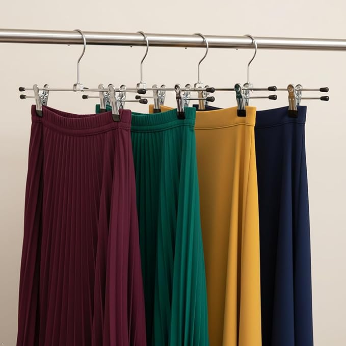 Mawa by Reston Lloyd Non-Slip Space-Saving Clothes Hanger For Pants & Skirts with Two Clips, Style K/40D, Set of 10, 15 3/4"L, Black