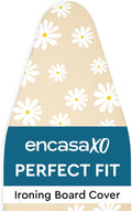 Encasa XO Ironing Board Cover and Pad 54"x18" - Thick 3mm Felt Padding, Drawstring Tightening & Lock, Easy Fit, Scorch & Stain Resistant, Fits X-Large Ironing Board - Daisy Beige