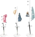 ZOZOE Metal Coat Rack Stand, Modern Coat Rack Freestanding with Natural Marble Base, Sturdy Industrial Coat Racks with 8 Hooks & Umbrella Holder,White Coat Tree Hanger Stand for Entryway,Office