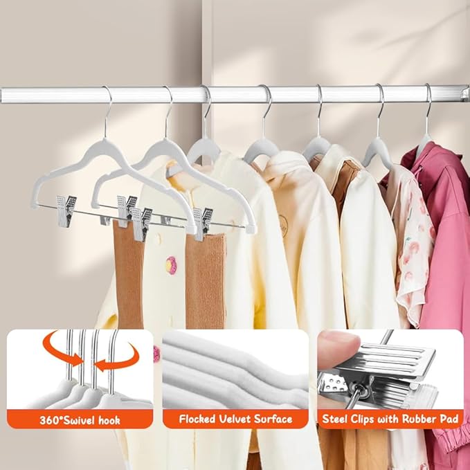 Stormix Baby Hangers - 14 Pack Non-Slip Heavy-Duty Kids Hangers for Shirts, Pants, Skirts, Dresses, Jackets, Coat (White)