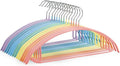 14 Pack Clothes Hanger, 16.5'' Non Slip PVC Coating Metal Sweater Hangers, No Shoulder Bumps, Heavy Duty Colorful Coat Suit Pants Hanger for Closet, Space Saving Organizer, 7 Colors