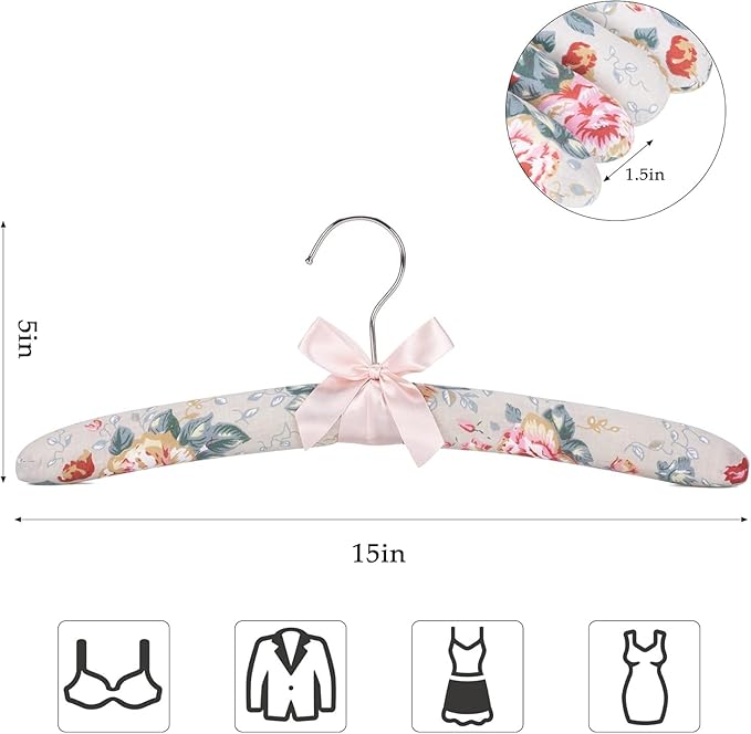 Anti-Slip Satin Padded Clothes Hangers with Rotatable Hooks No Shoulder Bump for Women Heavy Sweaters, Coats, Suits (5, Light Pink)