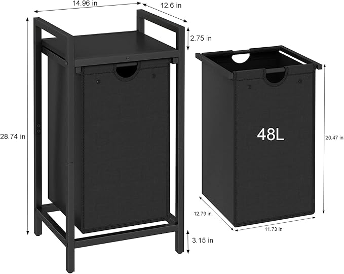 LAATOOREE Laundry Hamper, Two-Color Laundry Basket with Removable Laundry Bag and Top Shelf, Clothes Hamper for Samll Space,Laundry Room, Bedroom, Bathroom