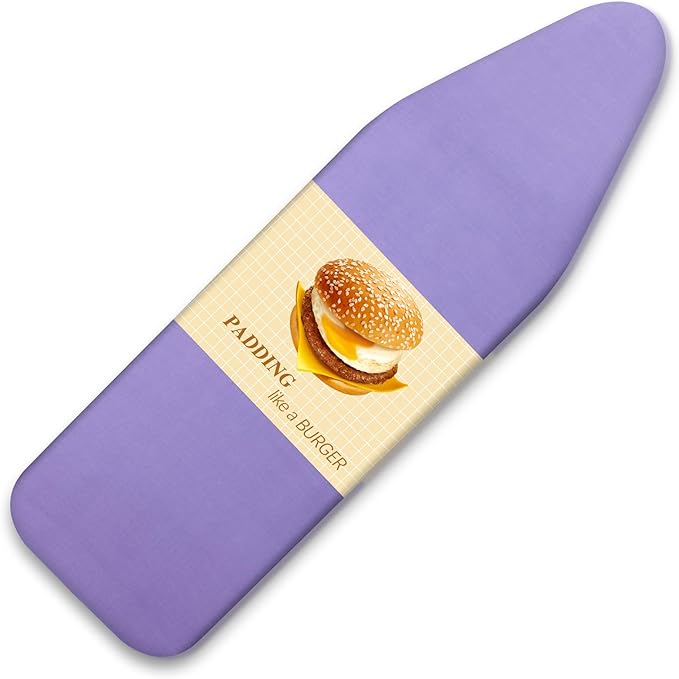 BNDX 18"x49" Ironing Board Cover for Homemakers – Lavender, Thick Padding with Bongee Cord & Buckle Straps, Durable, Scorch & Stain Resistant, Easy to Install