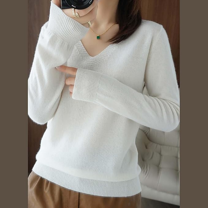 Merino Wool Cashmere Sweaters for Women 2025 Oversized Soft Sweater Long Sleeves Casual Loose Pullover Knitted Tops