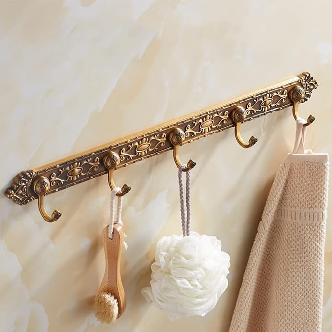 Coat Rack Antique Coat Racks, European Row Hooks, Retro Hooks, Clothes Living Room Wall Hanging Bathroom Wardrobe Door Coat Hook Wall Hooks (Color : A, Size : 5 Hook)