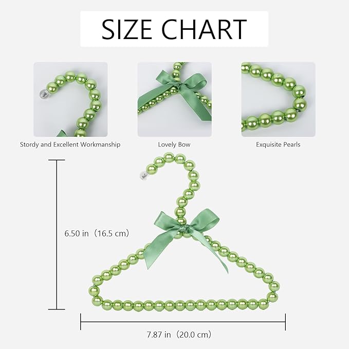 NACOCO 5pcs Hanger Dog Clothes Outfis Rack Hanger Fake Pearl Pet Costume(Green)