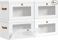 DIMJ Storage Bins with Lids - 4 Pack Large Fabric Closet Organizer with Window & Handles, Collapsible Decorative Storage Boxes for Shelves Under Bed, Books Clothes Blankets Sweaters Organization