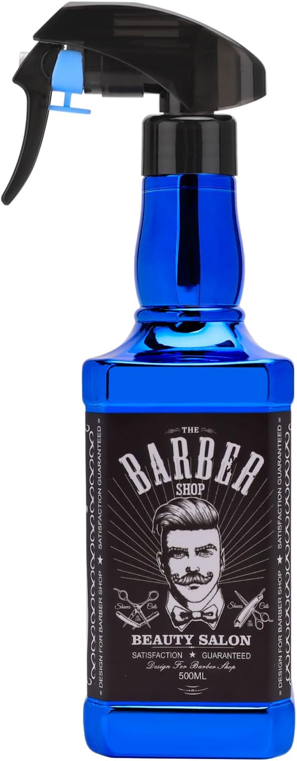 Water Sprayer 500ml/16.9oz Hair Spray Bottle Hairdressing Barber Spray Bottle Whisky Squirt Bottle Mist Salon Hair Tools Home Gardening (Blue)
