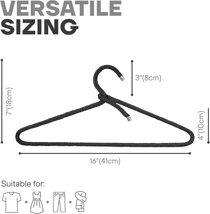 10 Pack Fabric Wrapped Premium Hotel Quality Ultra Strong Heavy Duty Metal Hangers for Any Type of Clothing, Black (Black)