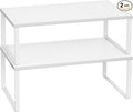 SONGMICS Spice Racks, Set of 2 Metal Cabinet Shelf Organizers, Countertop Organizers, Shelf Risers, Stackable, Expandable, White UKCS401W01