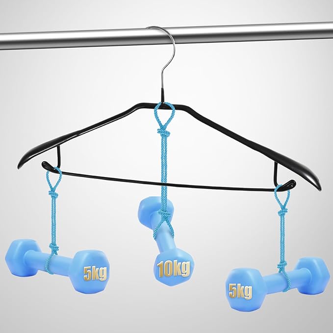 5 Pack Wide Shoulder Hangers Metal Suit Hangers Smooth Soft Gloss Grippy Flexible Thick Rubber Blazer Non Slip Jacket Clothes Hangers Black