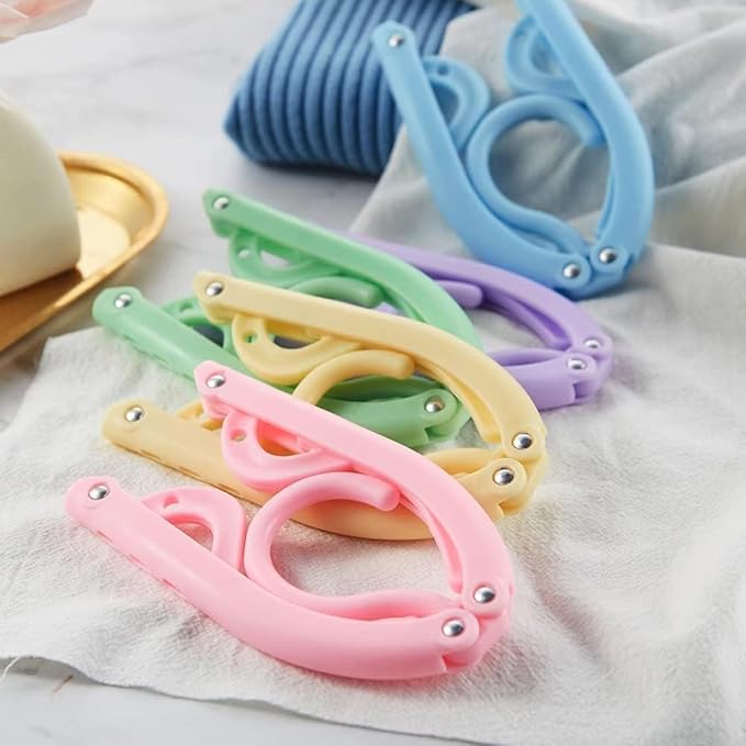 12 Pack Travel Hangers Portable Foldable Hanger Organizer, Plastic Travel Clothes Hanging Rack Folding Hangers For Traveling Camping Flying Rv Cruises Suitcase, Multi Color