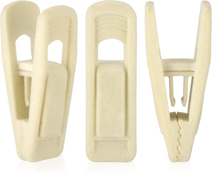 Tinfol Velvet Hangers Clips, 80 Pack Pants Velvet Clips, Beige Strong Finger Flocked Clips, Clothes Hanger Clip, Perfect for Use with Slim-line Clothes Velvet Hanger