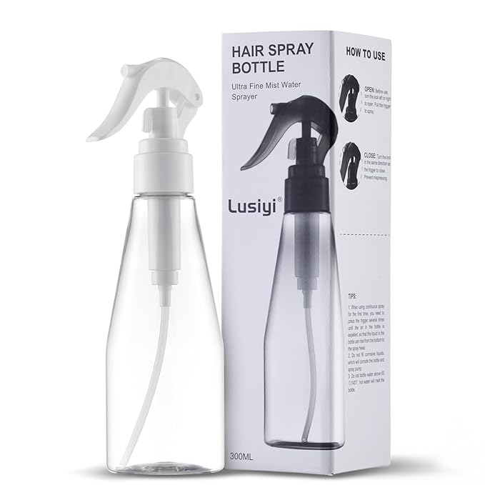 10 oz Continuous Spray Bottle for Hair, Ultra-Fine Water Spray Bottle for Cleaning, Plants, Pets (Plastic, White, 300ml)