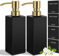 GMISUN Gold Soap Dispenser, Black Soap Dispenser Bathroom with Stainless Steel Pump, Hand and Dish Soap Dispensers Set for Kitchen, 12 fl oz/350ml Glass Liquid Refillable Lotion Dispenser Bottle