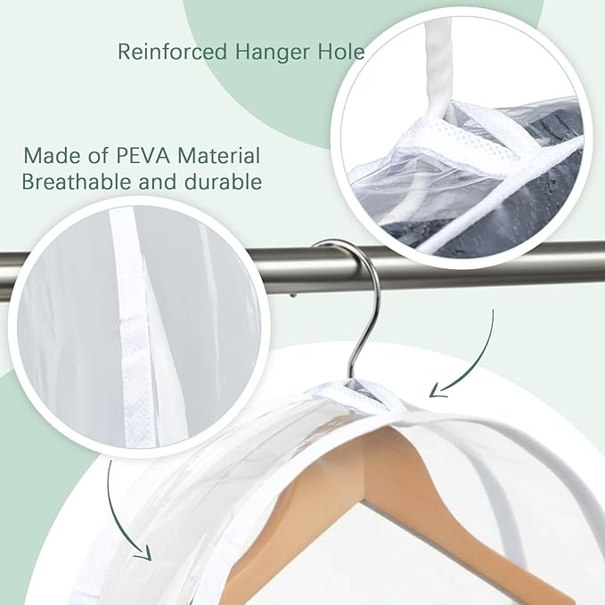 Patelai 16 Pcs 2" Gusseted Shoulder Covers for Hanging Clothes 24" Length x 12" High Plastic Hanger Garment Dust Covers Breathable Protectors for Closet Storage Suit, Coats, Jackets (Clear)