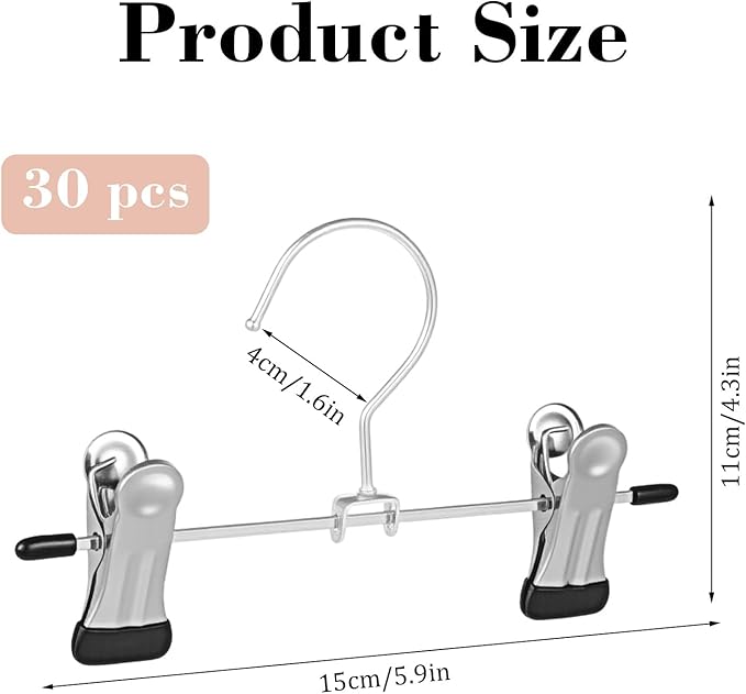30 Pack Steel Boot Hangers with 2 Adjustable Clips, Heavy Duty Pants Hangers with Non-Slip Grip Space Saving Travel Hanger Organizer for Closet Boots Pant Clothes Hats Socks