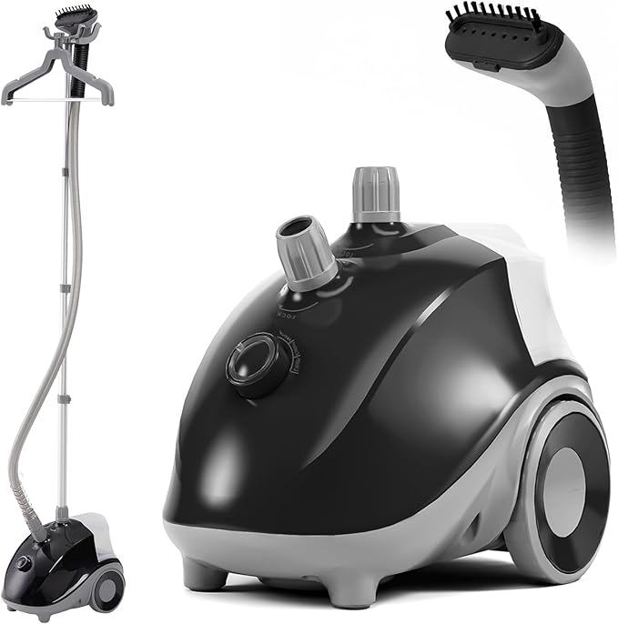 NEWBULIG Garment Steamer for Clothes Standing, 1500W Efficient Clothes Steamer Standing with Wheels, Professional 58OZ Water Tank for Continuous Steaming, Fast Heating Wrinkle Remover