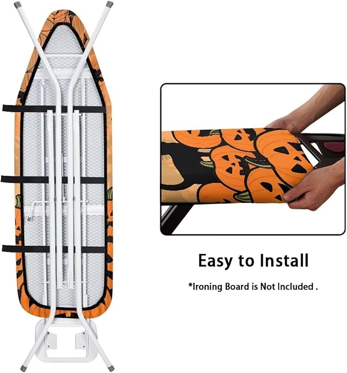Halloween Iron Board Cover Halloween Black Cat Pumpkin Print Extra Wide Ironing Board Cover 54x15 inches
