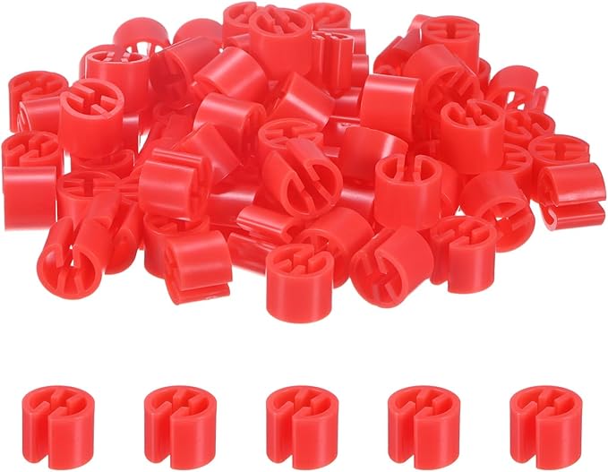 100-Pack Clothes Hanger Markers Blank, Plastic Garment Color Coded Size Clips Fit 3.5mm Rod for Clothing/Wire Hangers, Colored Coding Marker [Red]